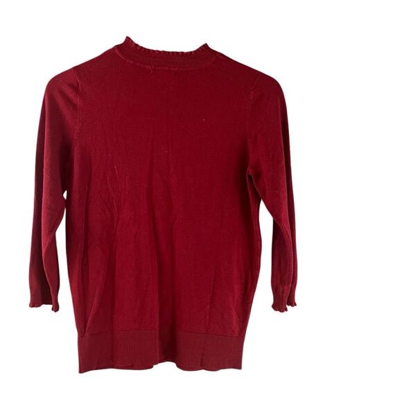 Max Studio Lettuce Trim 3/4 Sleeve Burgundy Sweater Size Medium - Picture 2 of 5